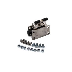 Fold-up device for rear carriers, entirely made of stainless steel