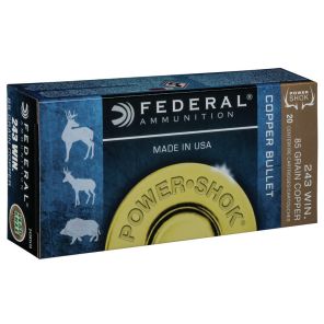 Munizioni Federal Power Shok 243 Winchester 5,50g / 85gr Copper Solid HP